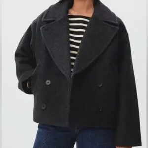 everlane rewool double breasted short coat